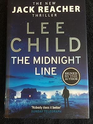 Seller image for The Midnight Line: (Jack Reacher 22) - signed by Lee Child with blue sprayed edges for sale by prelovedbooksandprints
