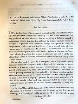 On the phenomena and laws of elliptic polarization, as exhibited in the action of metals upon lig...