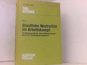 Bild des Verkufers fr Staatliche Neutralitt im Arbeitskampf zum Verkauf von Book Broker