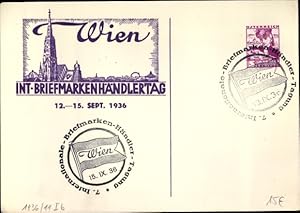 Ganzsache Ansichtskarte / Postkarte Wien, Internationaler Briefmarkenhändlertag 1936