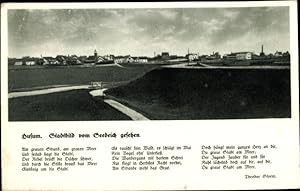 Bild des Verkufers fr Ansichtskarte / Postkarte Husum in Nordfriesland, Panorama, Gedicht, Theodor Storm zum Verkauf von akpool GmbH