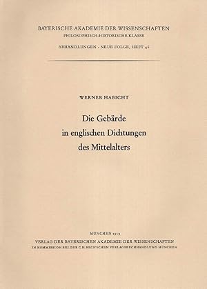 Bild des Verkufers fr Die Gebrde in englischen Dichtungen des Mittelalters. zum Verkauf von Antiquariat Dennis R. Plummer