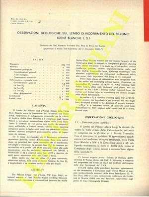 Osservazioni geologiche sul lembo di ricoprimento del Pillonet (Dent Blanche l.s.) .