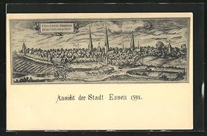 Künstler-Ansichtskarte Essen, Ansicht der Stadt anno 1593