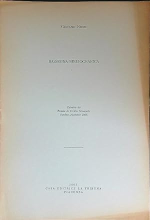 Bild des Verkufers fr Rassegna bibliografica Estratto Rivista Diritto Minerario Ottobre-Dicembre 1965 zum Verkauf von Librodifaccia