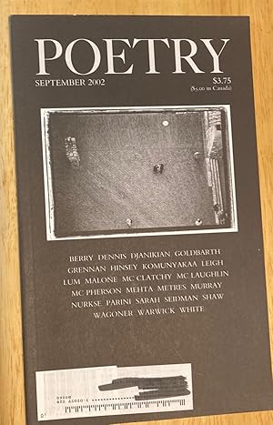 Seller image for Poetry Volume CLXXX Number 6 September 2002 for sale by biblioboy