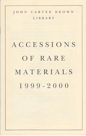 Imagen del vendedor de Accessions of Rare Materials 1999-2000 a la venta por biblioboy