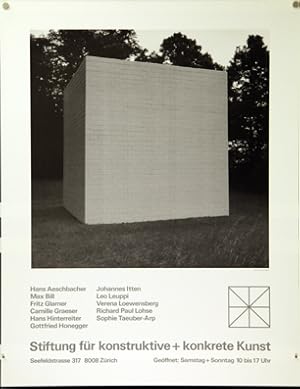 Plakat - Gruppenausstellung Stiftung für konstruktive + konkrete Kunst. Aeschbacher, Bill, Glarne...