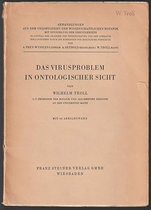 Imagen del vendedor de Das Virusproblem in ontologischer Sicht. Mit 40 Abbildungen. a la venta por Antiquariat Dennis R. Plummer