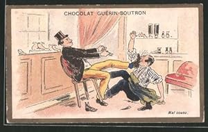 Seller image for Sammelbild Chocolat Gurin-Boutron, Ma cousu, Mann tritt einem Schuhputzer ins Gesicht for sale by Bartko-Reher