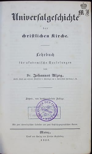 Imagen del vendedor de Universalgeschichte der christlichen Kirche. Lehrbuch fr akademische Vorlesungen. 6. Auflage Mit 2 chronologischen Tabellen und 2 kirchlich-geographischen Karten. a la venta por Antiquariat Bookfarm