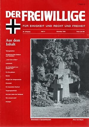 Imagen del vendedor de Der Freiwillige. Fr Einigkeit und Recht und Freiheit 38. Jg, Heft 11 a la venta por Antiquariat Jterbook, Inh. H. Schulze