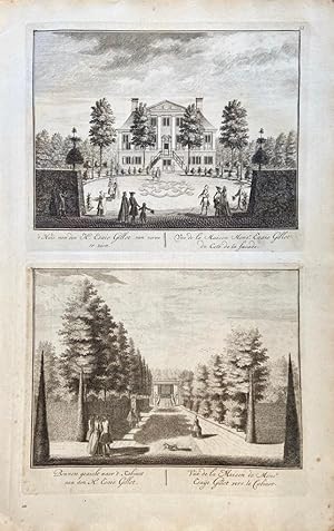 Original etching/Antique print/originele ets: 't Huis van den H. Esaie Gillot van voren te zien (...