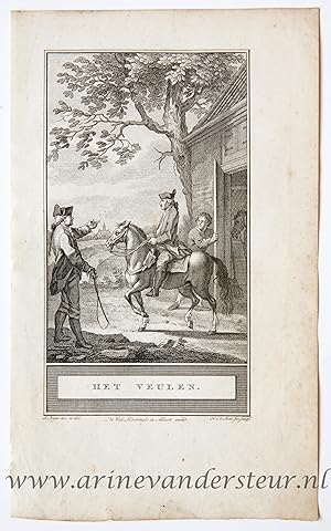 [Bookillustration etching/ets] Het Veulen, from C.F. Gellerts Fabelen en Vertelsels, in Nederduit...