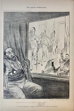 [Original lithograph/lithografie by Johan Braakensiek] Een nieuwe Balkanbond, 12 Juni 1896, 1 pp.