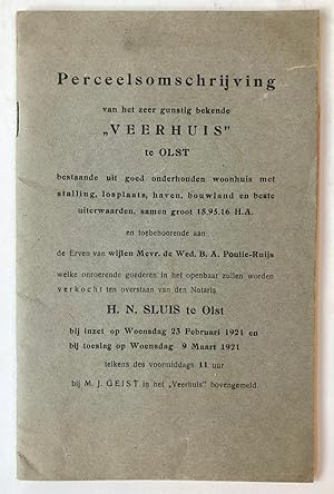 [Veilingboekje betreffende onroerend goed Olst, Overijssel met grote kaart] Perceelsomschrijving ...