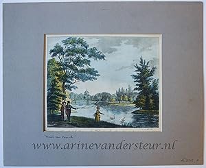 Imagen del vendedor de [Antique print, handcolored aquatint] Gezigt op de Zwitsersche brug (Haagse bos, The Hague), published ca. 1824-1830. a la venta por Antiquariaat Arine van der Steur / ILAB