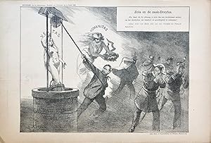 [Original lithograph/lithografie by Johan Braakensiek] Zola en de zaak-Dreyfus, 23 Januari 1898, ...