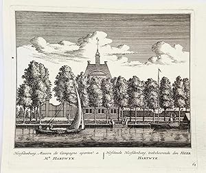 Original etching/Antique print/originele ets: Hoofdenburg, Maison de Campagne apartent a Mr. Hart...
