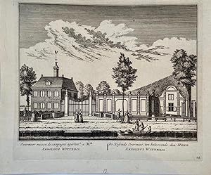 Original etching/Antique print/originele ets: Overmeer maison de campagne apartent. a Mr. Arnoldu...