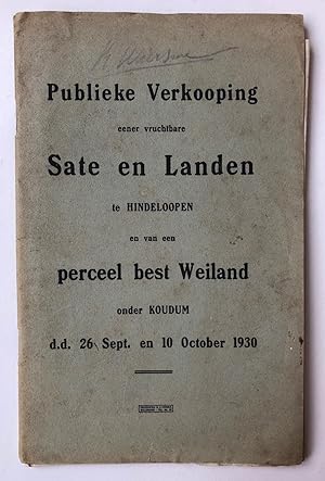 [Veilingboekje betreffende onroerend goed Hindeloopen, Friesland] Publieke Verkooping eener vruch...