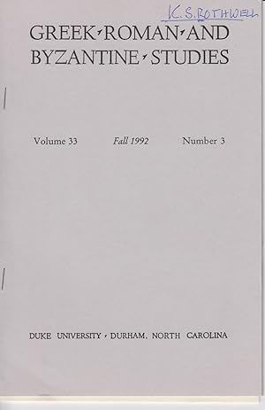 Bild des Verkufers fr The Continuity of the Chorus in Fourth-Century Attic Comedy. [From: Greek, Roman, and Byzantine Studies, vol. 33, Fall 1992, No. 3]. zum Verkauf von Fundus-Online GbR Borkert Schwarz Zerfa