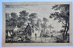 [Antique print, etching, ets] Landscape with watermill (Landschap met watermolen).
