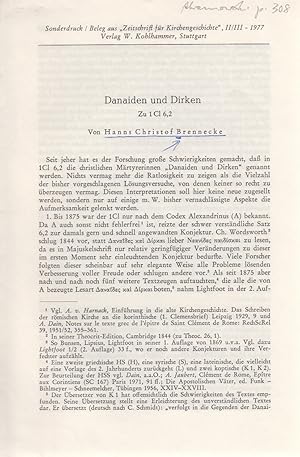 Immagine del venditore per Danaiden und Dirken. zu 1 Cl 6,2. [aus: Zeitschrift fr Kirchengeschichte, 2/3 - 1977]. Mit post scriptum von Luise Abramowski. venduto da Fundus-Online GbR Borkert Schwarz Zerfa