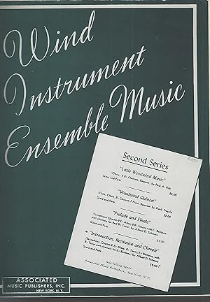 Seller image for Wind Instrument Ensemble Music. Introduction, Recitative and Chorale for Saxophone Quartet. 1948. Paper. for sale by Vada's Book Store