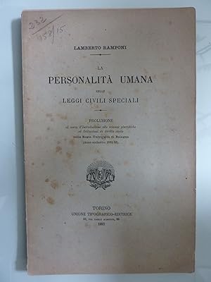 Imagen del vendedor de LA PERSONALITA' UMANA NELLE LEGGI CIVILI a la venta por Historia, Regnum et Nobilia