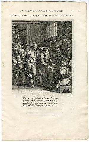 Antique Print-WISDOM AS A GUIDE TO LIFE-TIME-HOURGLASS-VIRTUES-Vaenius-Daret-1646