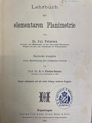 Image du vendeur pour Lehrbuch der elementaren Planimetrie. mis en vente par Antiquariat Bler