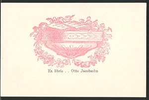 Bild des Verkufers fr Exlibris Otto Jacobsen, Buch mit Blumenumrandung zum Verkauf von Bartko-Reher