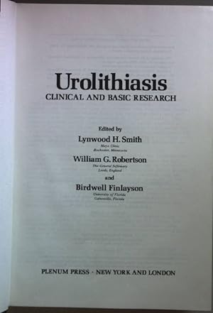 Bild des Verkufers fr Urolithiasis: Clinical and Basic Research. zum Verkauf von books4less (Versandantiquariat Petra Gros GmbH & Co. KG)