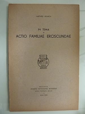 Immagine del venditore per IN TEMA DI ACTIO FAMILIAE ERCISCUNDAE venduto da Historia, Regnum et Nobilia