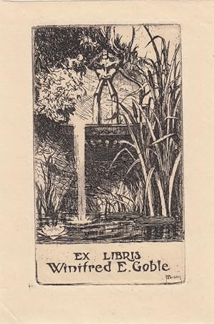 Imagen del vendedor de Ex Libris Winifred E. Goble. Wasserspeier und Brunnenschale. a la venta por Antiquariat  Braun