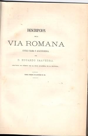 Image du vendeur pour Descripcin de la va romana entre Uxama y Augustobriga . mis en vente par Librera Astarloa