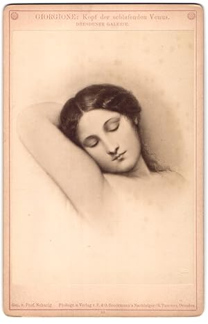 Fotografie F., O. Brockmann, Dresden, Gemälde Giorgione: Kopf der schlafenden Venus in der Dresde...
