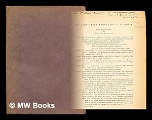 Seller image for Die Gedruckten werke von J.J. Bachofen von Alexander Bessmertny for sale by MW Books