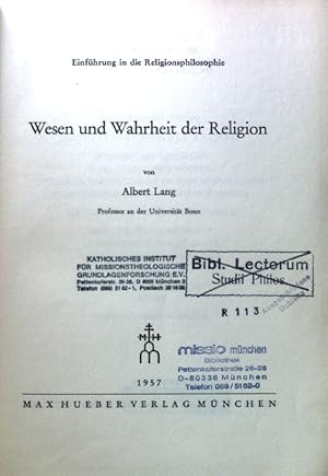 Immagine del venditore per Wesen und Wahrheit der Religion, Einfhrung in die Religionsphilosophie; venduto da books4less (Versandantiquariat Petra Gros GmbH & Co. KG)