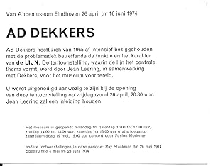 Seller image for Ad Dekkers (1938-1974) announcement for sale by The land of Nod - art & books