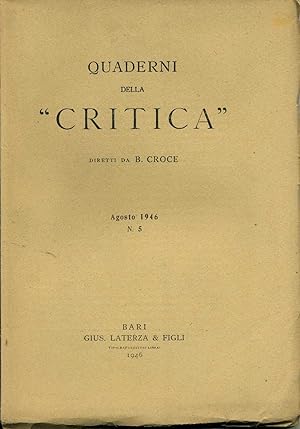 quaderni della critica n.5 aprile 1946 benedetto croce