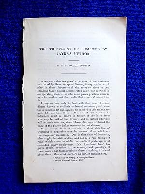 Image du vendeur pour The Treatment of Scoliosis by Sayre's Method. A disbound 1888 Guy's Hospital Report. mis en vente par Tony Hutchinson