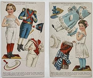 Two Paper Doll Advertising Trade Cards, Compliments of the Western and Southern Life Insurance Co...