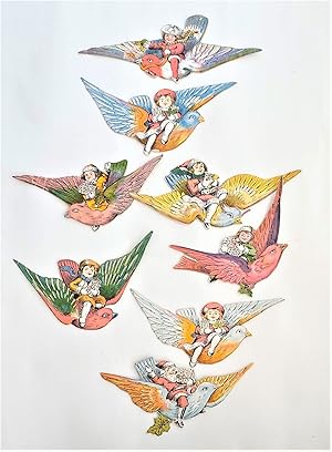 Set of 8 Chromolithographed Die-Cut Paper Ornaments