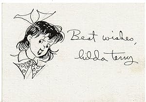 ORIGINAL DRAWING ON A CARD OF HER COMIC STRIP CHARACTER PIPSIE SQUEEKIE from her "TEENA" comic st...