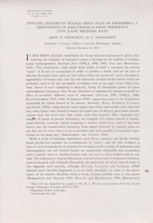 Image du vendeur pour Induced Changes in Female Germ cells of Drosophila. I. Dependence of Half-Translocation Frequency Upon X-Ray Delivery Rate mis en vente par Robinson Street Books, IOBA