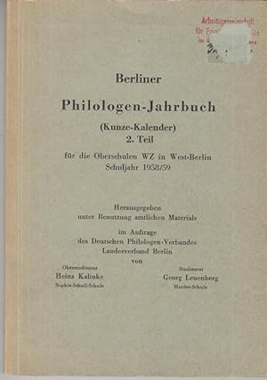 Berliner Philologen - Jahrbuch ( Kunz-Kalender ) für die Oberschulen WZ in Westberlin Schuljahr 1...