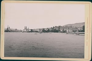 Kabinettfoto Zürich Schweiz, Stadtpanorama vom Zürichsee gesehen, um 1890
