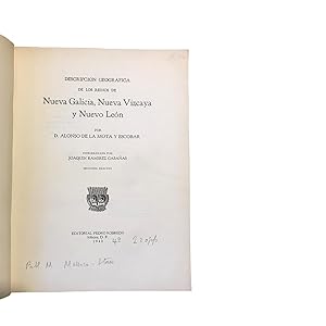 Imagen del vendedor de Descripcin geogrfica de los reinos de Nueva Galicia, Nueva Vizcaya y Nuevo Len a la venta por Orsi Libri ALAI, ILAB